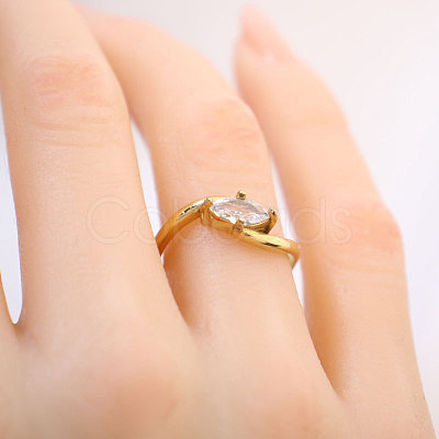 304 Stainless Steel & Cubic Zirconia Finger Rings for Women WG54E70-01-1
