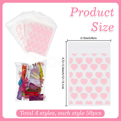 4 Bags 4 Styles Printed Transparent OPP Cellophane Storage Bags OPP-SP0001-07B-1