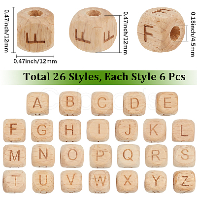 156Pcs 26 Styles Wood European Beads WOOD-SC0002-29-1