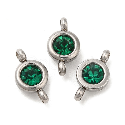 304 Stainless Steel Single Rhinestone Connector Charms STAS-E194-13P-07-1