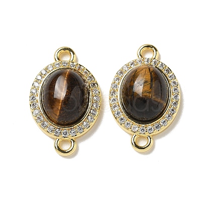 Brass Micro Pave Clear Cubic Zirconia Connector Charms KK-R210-23G-1