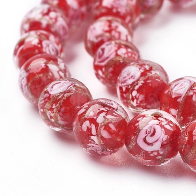 Handmade Gold Sand Lampwork  Beads Strands LAMP-F014-A-1