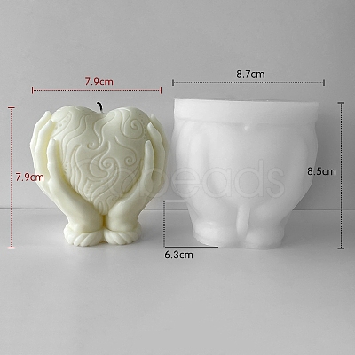 Heart with Hand Silicone Candle Holder Statue Molds PW-WG37014-01-1