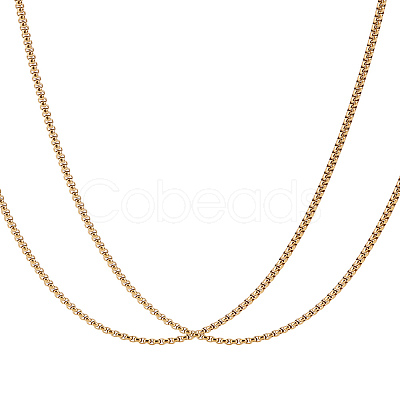 2Pcs Stainless Steel Punk Box Chain Necklaces for Men NJEW-LP0001-15G-1