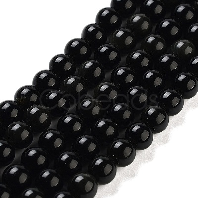 Natural Obsidian Bead Strands G-R173-6mm-02-1