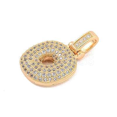 Brass Micro Pave Clear Cubic Zirconia Pendants KK-B099-01G-O-1