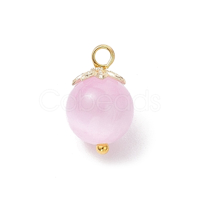 Dyed Natural Selenite Round Pendants PALLOY-JF04269-1