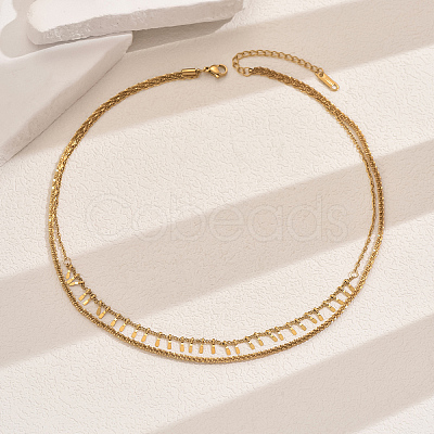 201 Stainless Steel Geometric Double-layer Collarbone Necklaces FY0428-1