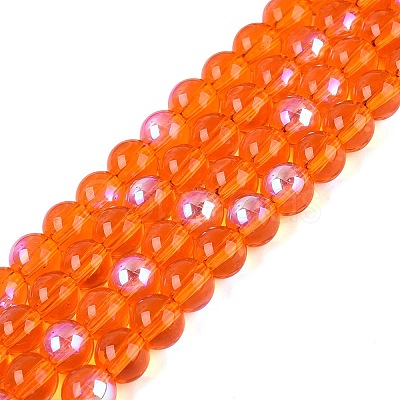 Transparent Electroplate Glass Beads Strands EGLA-Q132-6MM-01A-14-1