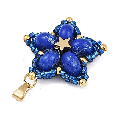 Handmade Glass Seed Beaded & Synthetic Dyed Imperial Jasper Beads Pendants PALLOY-MZ00751-02-1