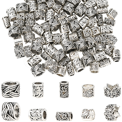 100Pcs 5 Styles Tibetan Style Alloy European Beads FIND-SP0020-72-1