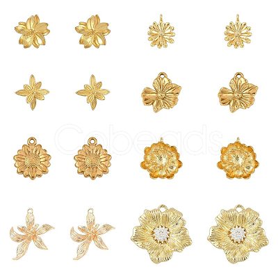 16Pcs 8 Styles Alloy & Brass & 304 Stainless Steel Pendants FIND-FS0004-37-1