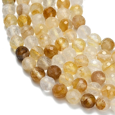 Grade A Natural Yellow Hematoid Quartz Beads Strands G-L642-F04-6mm-1