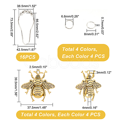 AHADEMAKER DIY Bathroom Bees Shower Curtain Rings Kit DIY-GA0003-88-1