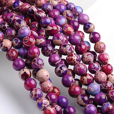 Dyed & Heated Natural Imperial Jasper Round Bead Strands X-G-M274-03-10mm-1