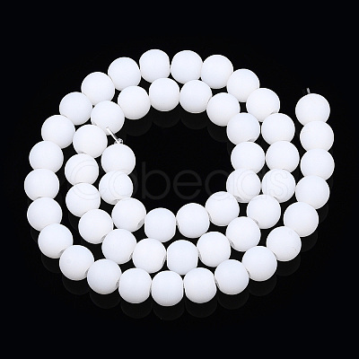 Imitation Jade Glass Beads Strands GLAA-T032-J8mm-MD01-1