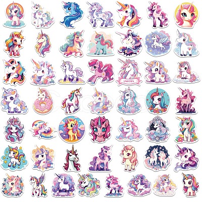 50Pcs Unicorn PVC Waterproof Self-Adhesive Stickers PW-WG96581-01-1