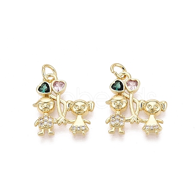 Brass Micro Pave Cubic Zirconia Pendants KK-N287-32A-G-1
