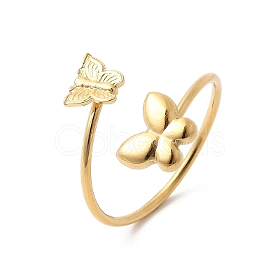 304 Stainless Steel Cuff Rings for Women RJEW-K312-03G-1