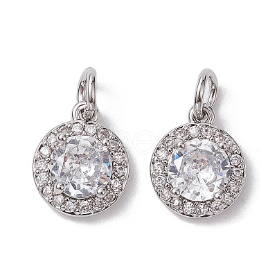 Brass Micro Pave Clear Cubic Zirconia Charms X-KK-K360-16P-1