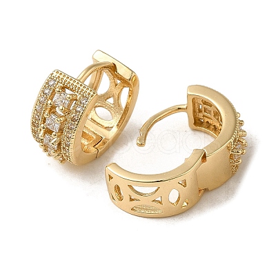Brass Micro Pave Cubic Zirconia Hoop Earring EJEW-L271-20KCG-04-1