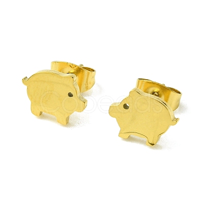 Cute Little Animal Theme 304 Stainless Steel Stud Earrings EJEW-B041-02B-G-1