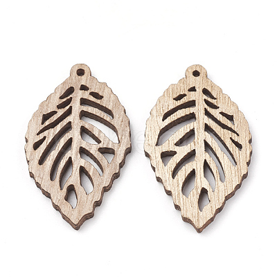 Undyed Wood Pendants X-WOOD-T008-38-1