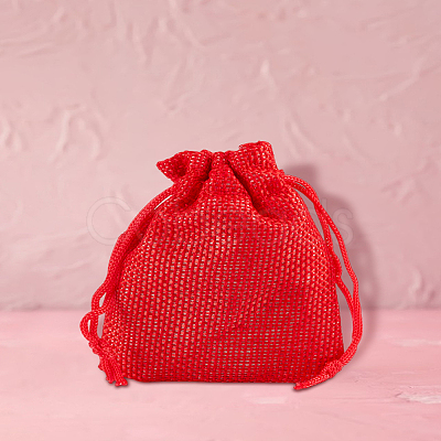10Pcs 5 Colors Polyester Imitation Burlap Packing Pouches Drawstring Bags ABAG-LP0001-67B-1