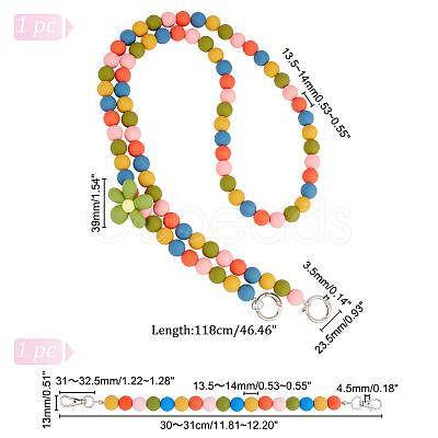 2Pcs 2 Style Plastic Round Beaded Purse Straps AJEW-PH0018-22-1