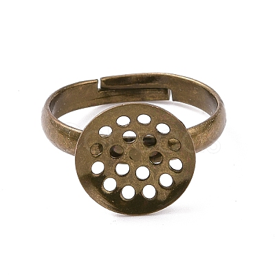 DIY Antique Bronze Adjustable Brass Sieve Ring Bases X-EC163-3NFAB-1