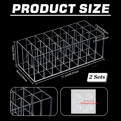 24-Grid Rectangle Acrylic Lipstick Holder MRMJ-WH0075-171-1