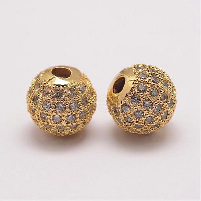 Brass Micro Pave Cubic Zirconia Beads ZIRC-E110-07G-1