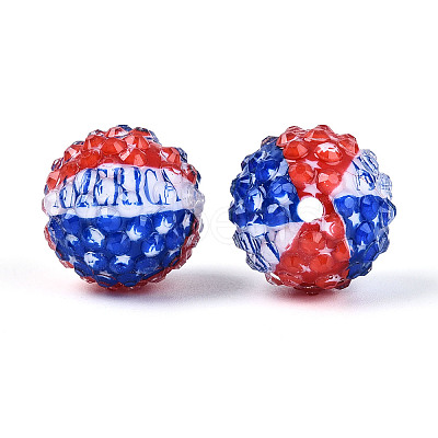 Independence Day Opaque Acrylic Round Beads OACR-T029-07D-1