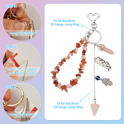 Alloy Heart Lipstick Keychains Making Kits DIY-TA0014-02-1
