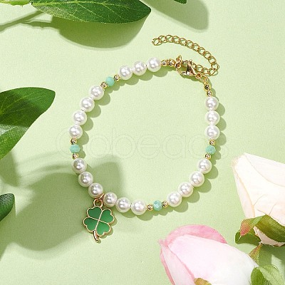 6mm Round Shell Pearl Beaded Bracelets BJEW-TA00511-1