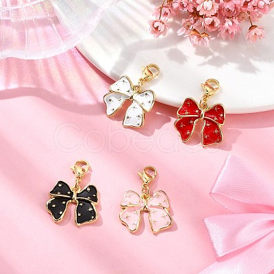 Bowknot Alloy Enamel Pendant Decorations HJEW-JM02209-1