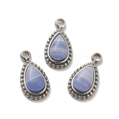 Natural Blue Lace Agate Teardrop Charms STAS-B074-04P-02-1