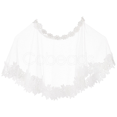 Detachable Polyester Bridal Lace Shawls AJEW-WH0248-17-1