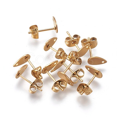 Ion Plating(IP) 304 Stainless Steel Stud Earring Findings STAS-O119-11B-G-1