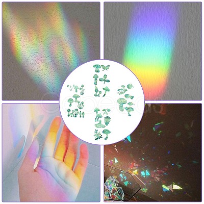 4PCS 2 Styles PVC Stickers Dazzling Color Window Stickers 3D Laser Mushroom Electrostatic Glass Window Stickers JX827A-1