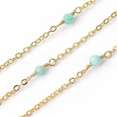 Handmade Natural Amazonite Beaded Chains CHC-P007-E10-1