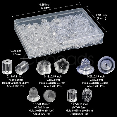 1000Pcs 5 Style Eco-Friendly Plastic Ear Nuts KY-YW0001-33-1