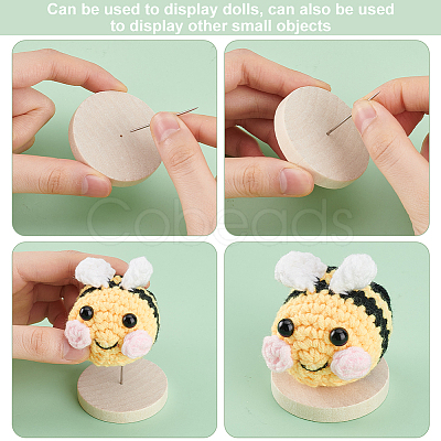 12Pcs 4 Styles Flat Round Wooden Doll Stands Display Holder DIY-GA0007-28-1
