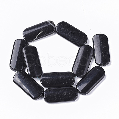 Natural Black Stone Beads Strands X-G-S364-025-1