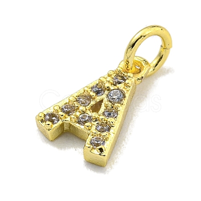 Letter Brass Micro Pave Clear Cubic Zirconia Pendants KK-K354-06G-A-1