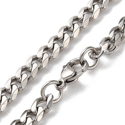 304 Stainless Steel Cuban Link Chain Necklaces for Men NJEW-B117-01E-P-1