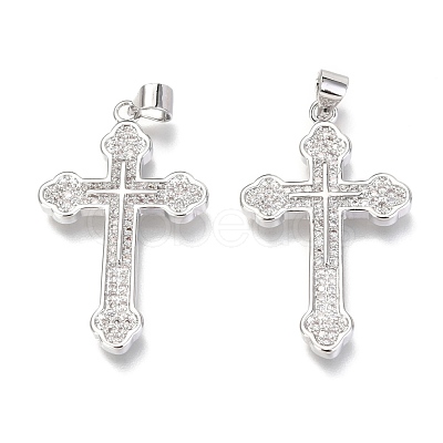 Brass Micro Pave Clear Cubic Zirconia Pendants ZIRC-O038-05P-1
