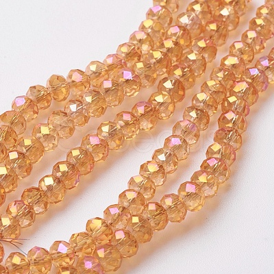 Electroplate Glass Beads Strands X-EGLA-F124-FR-B02-1