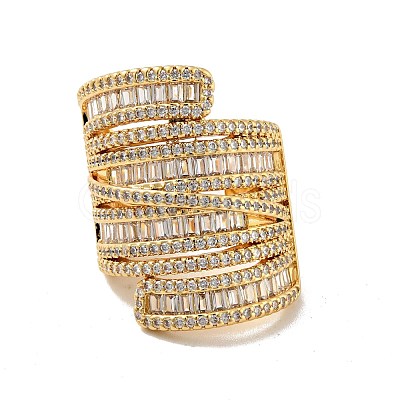 Clear Cubic Zirconia Open Cuff Ring RJEW-G255-05G-1