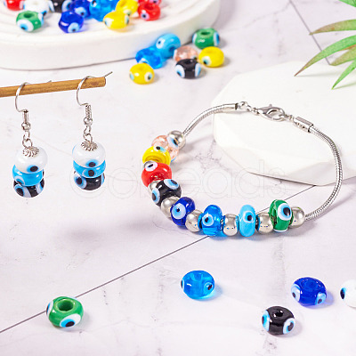 54Pcs 9 Colors Handmade Evil Eye Lampwork Beads LAMP-TA0001-57-1